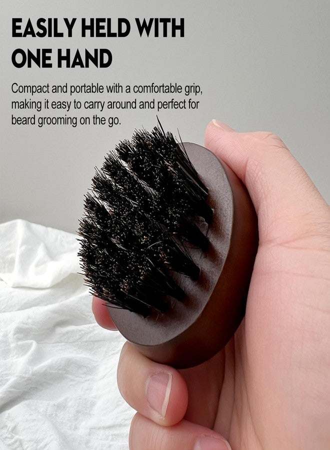 Zoolinn Men's Beard Brush, Small Round Wooden Handle, Sophisticated Boar Bristles - Image 4